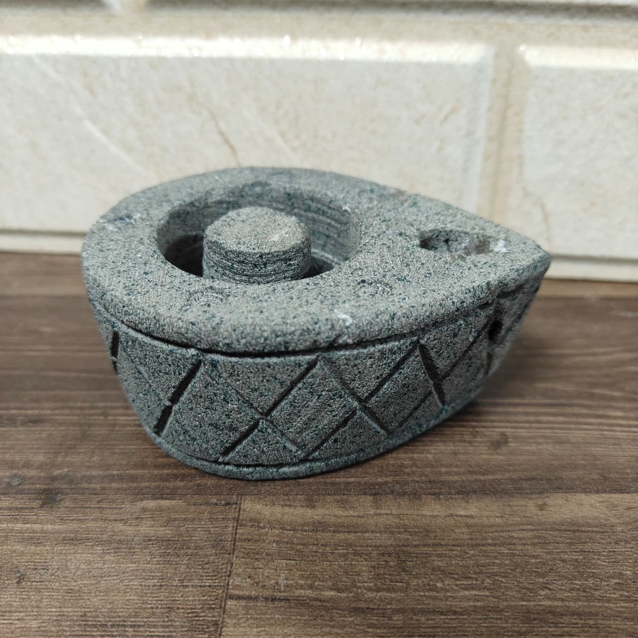 4.5 Inch Black Basalt Stone Regular Diya | Traditional Handcrafted Stone Deepak (L4.5 × W3 × H2 inch)
