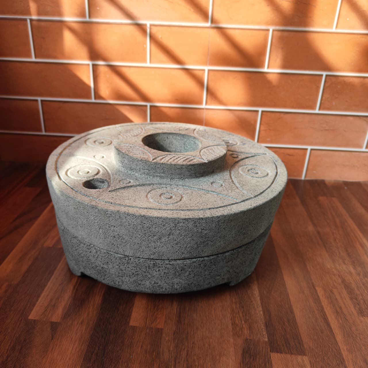 Traditional Black Basalt Stone 14 Inch Aaata Chakki