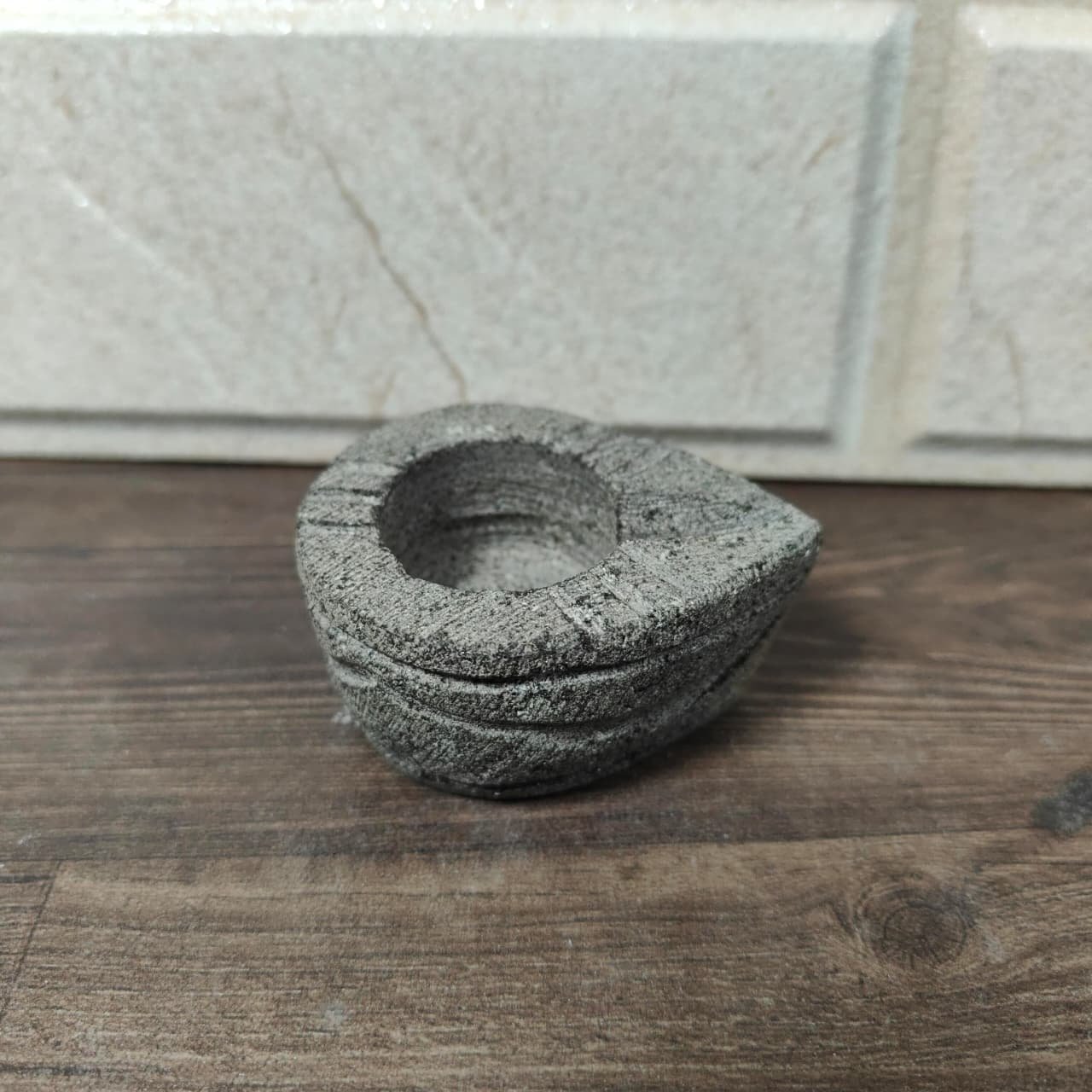 2 Inch Small Black Basalt Stone Diya | Handcrafted Mini Stone Deepak (L2.5 × W2 × H1.25 in)