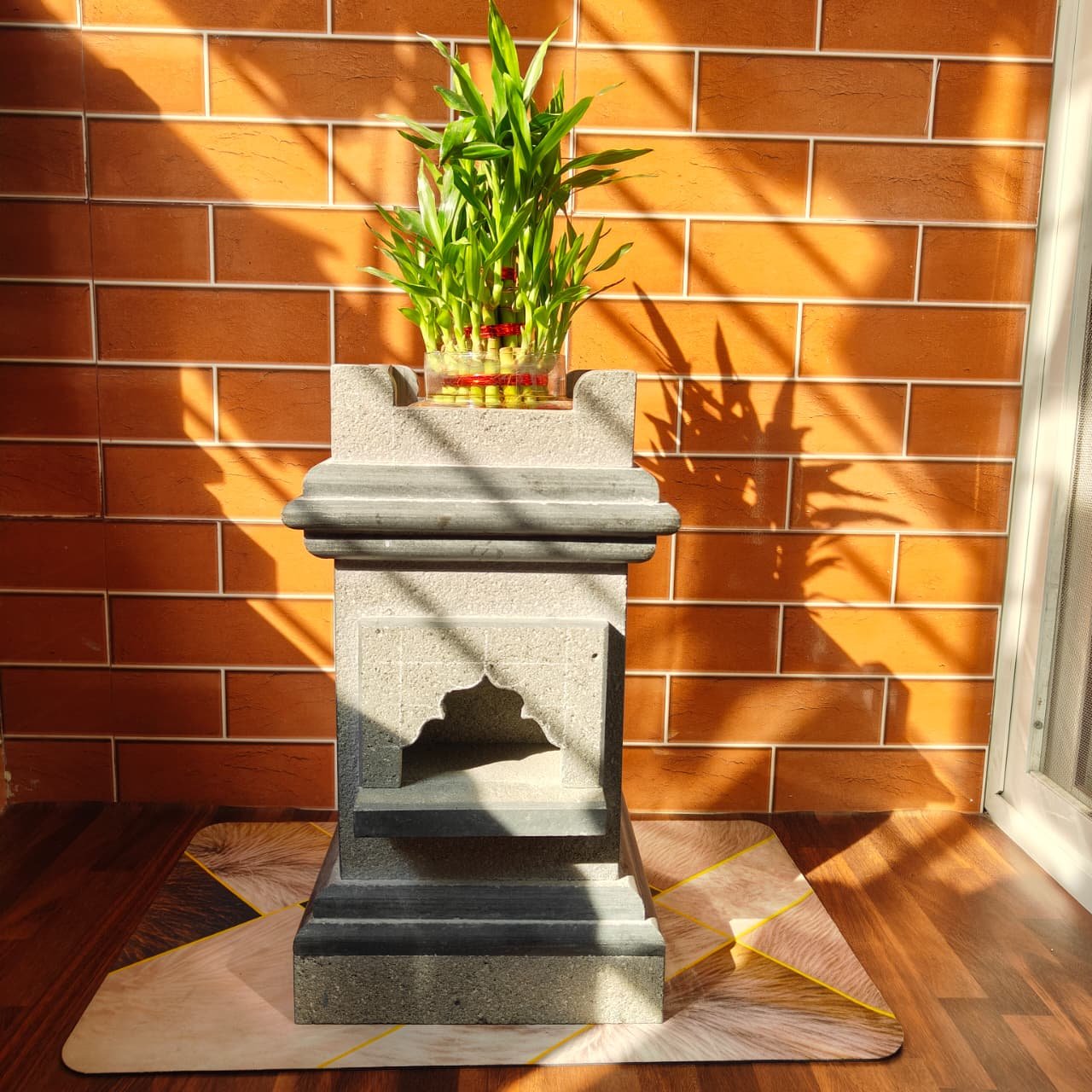 1.5 Feet Traditional Handcrafted Black Basalt Stone Tulsi Vrundawan | Tulsi Stand | Home Temple Tulsi Brindavan (L10 × W10 × L18 in)