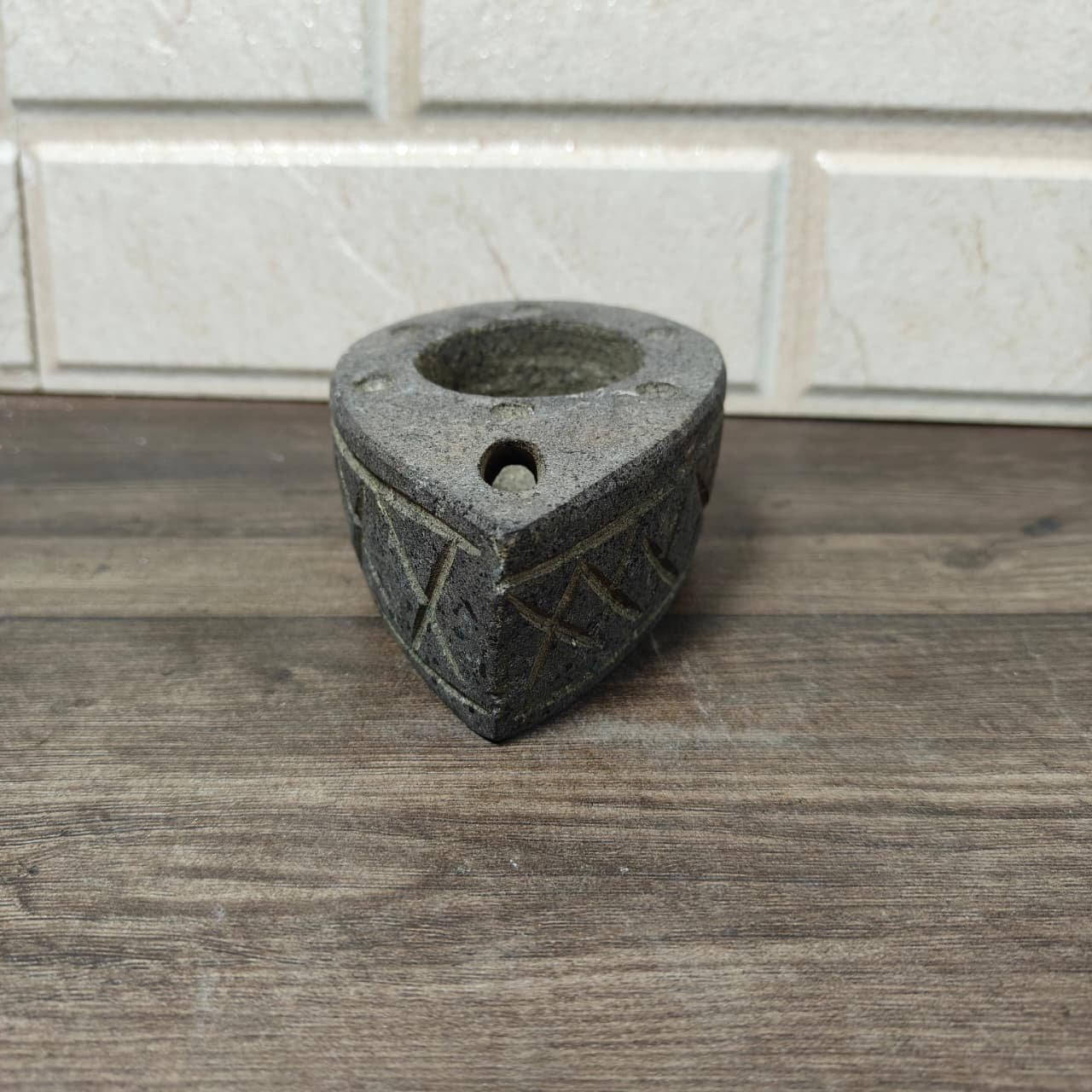 4 Inch Black Basalt Stone Kholgat Diya | Traditional Handcrafted Deepak (L4 × W3 × H2 inch)
